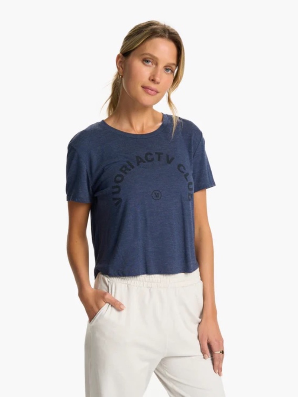 Vuori ACTV Club Tee T-Shirt 2.0 Heather Navy Extra Small XS NWT